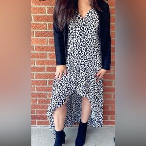 Express Black & White Animal Print Wrap Dress Size M